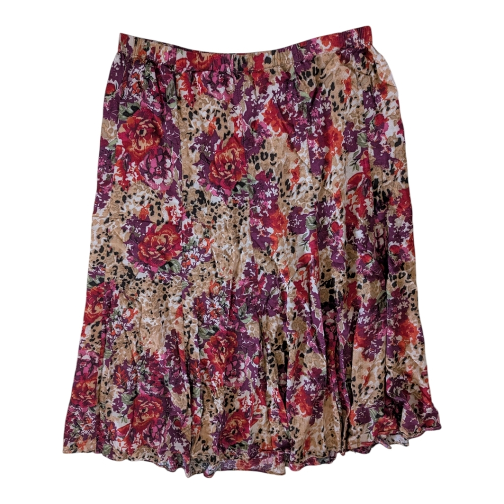 White Stag Vintage Animal Print Floral A-Line Skirt Size 1x